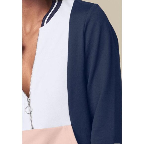 Venus Athleisure Colorblock Full Zip Top Blouse MEDIUM Resortwear Vacation NWT - Picture 3 of 9